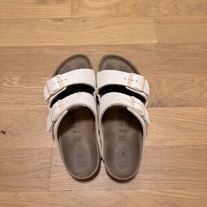 Off White Canvas Birkenstock Arizona Sandal